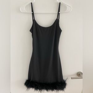 Nasty Gal Slinky Feather Trim Strappy Mini Dress, Size 6 (US)